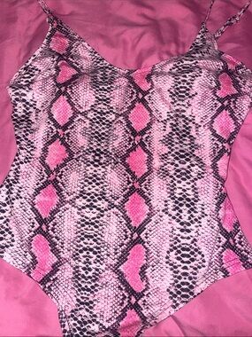 Pink Snake Print Bodysuit